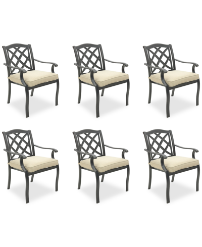 Agio Wythburn Mix And Match Lattice Outdoor Dining Chairs, Set Of 6 In Straw Natural,pewter Finish