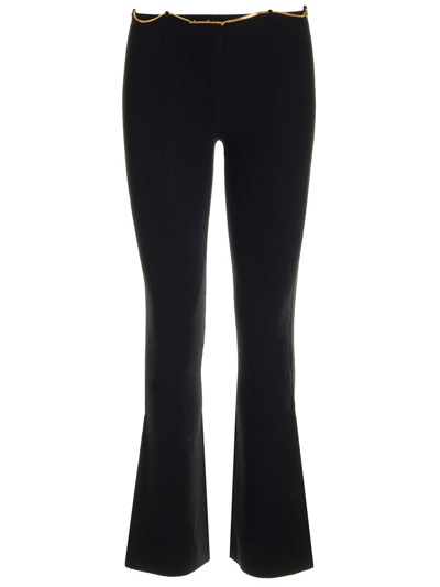 Alexander Wang Boot Leg Pant With Logo Waist Chain In Black