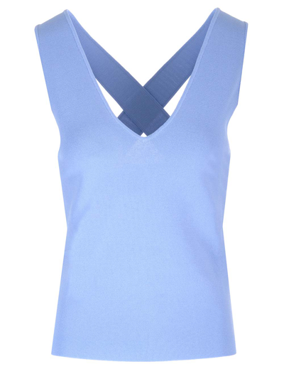 P.a.r.o.s.h Wide Shoulder Strap Knitted Vest In Blue