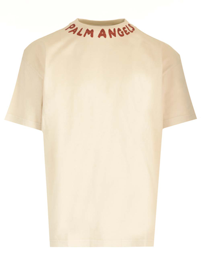Palm Angels Contrasting Logo T-shirt In White