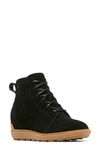 Sorel Evie Ii Waterproof Wedge Bootie In Black/ Gum 2