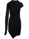 BALENCIAGA BLACK MINI ONE-SHOULDER DRESS WITH ASYMMETRIC MOTIF IN VISCOSE WOMAN