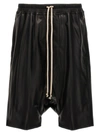 RICK OWENS LEATHER BERMUDA SHORTS BERMUDA, SHORT BLACK