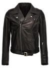 RICK OWENS LEATHER BIKER JACKET CASUAL JACKETS, PARKA BLACK