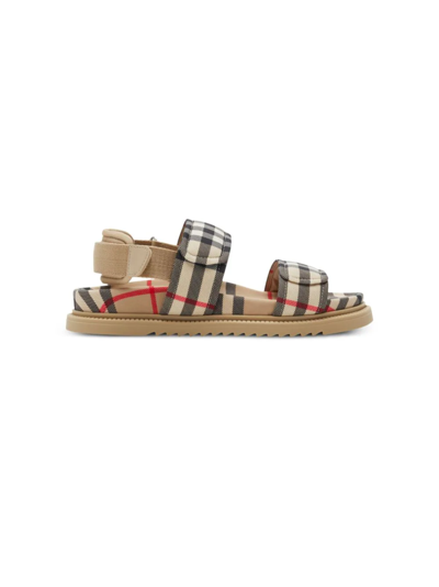 Burberry Childrens Check Sandals In Archive Beige