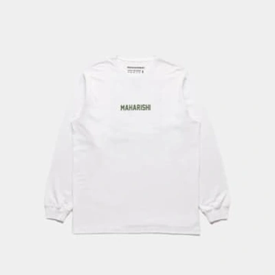 Maharishi Woodblock Dragon Ls T-shirt In White