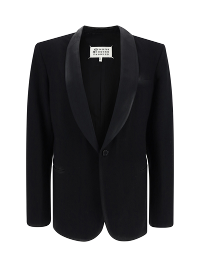 Maison Margiela Wool Single-breasted Blazer Jacket In Black