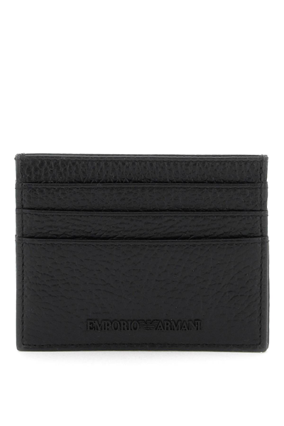 Emporio Armani Grained Leather Cardholder In Nero