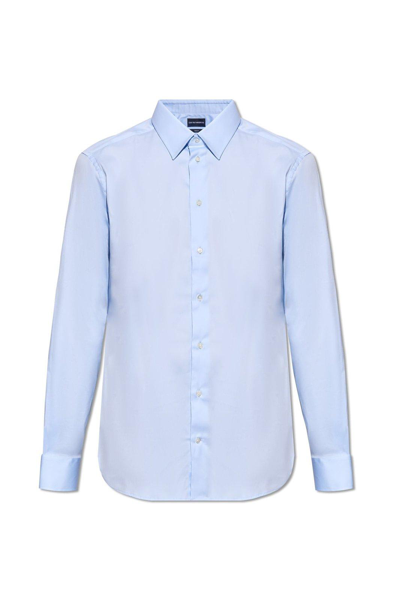 Emporio Armani Cotton Shirt In Azzurro