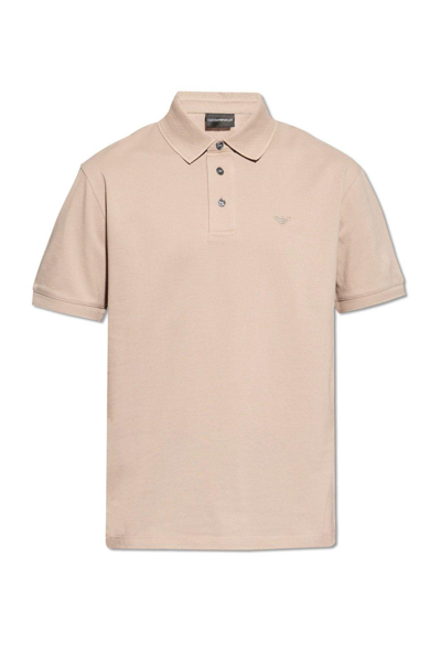 Emporio Armani Polo Shirt With Logo In Beige