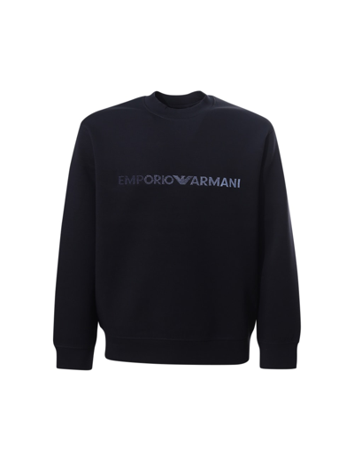 Emporio Armani Sweatshirt In Drawing Navy