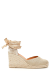 Castaã±er Women's Carina Raffia Wedge Espadrilles Sandal In Oro