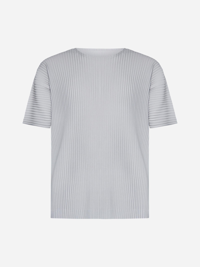 Issey Miyake Pleated Fabric T-shirt In Light Gray