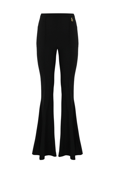 Elisabetta Franchi Flared Trousers With Charms Accessory In Nero