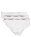 Dsquared2 Pack Of Three White Stretch-cotton Briefs From Featuring Logo Waistband In Bianco