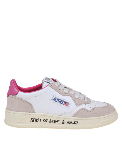 Autry Sneakers In Fucsia And White Leather And Suede In Pink