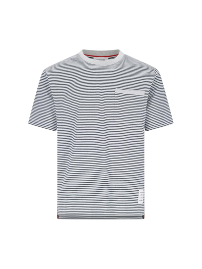 Thom Browne Stripe T-shirt In Blue