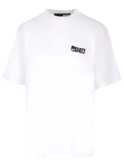 Rotate Birger Christensen Enzym Crew-neck T-shirt In White