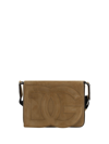 Dolce & Gabbana Logo-embossed Suede Shoulder Bag In Nocciola