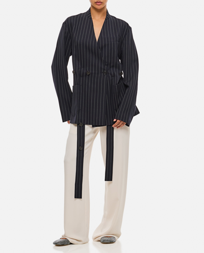 Setchu Stripe Origami Wool Jacket 2 In Black