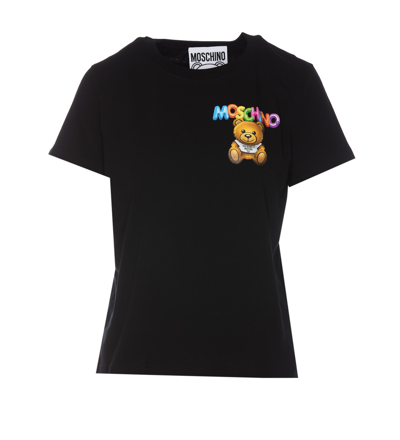 Moschino Teddy Bear Motif T-shirt In Black