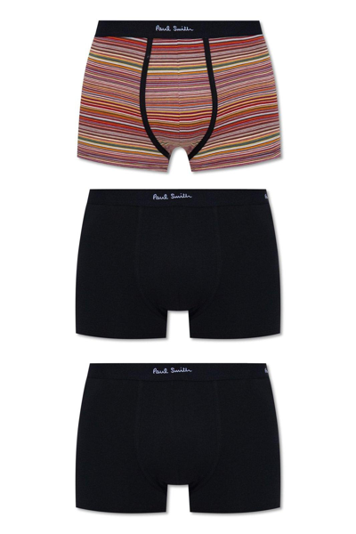 Paul Smith Branded Boxers 3 Pack In Nero E Multicolore