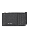 Saint Laurent Leather Id Card Case In Nero