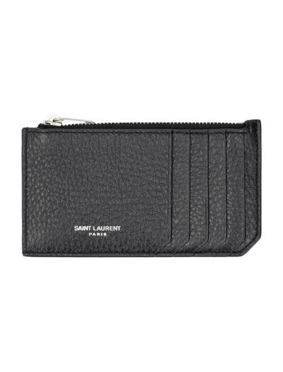 Saint Laurent Zip Card Case In Nero