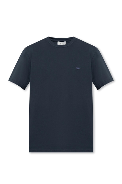 Woolrich T-shirt With Logo In Blu