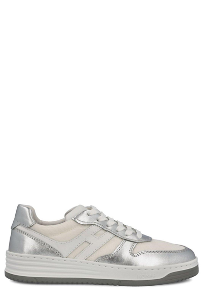 Hogan Round-toe Lace-up Sneakers In Metallic