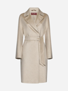 Max Mara Long-sleeved Cashmere Coat In Sabbia