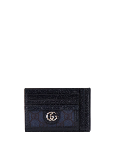 Gucci Ophidia Gg Leather Card Holder In Blue