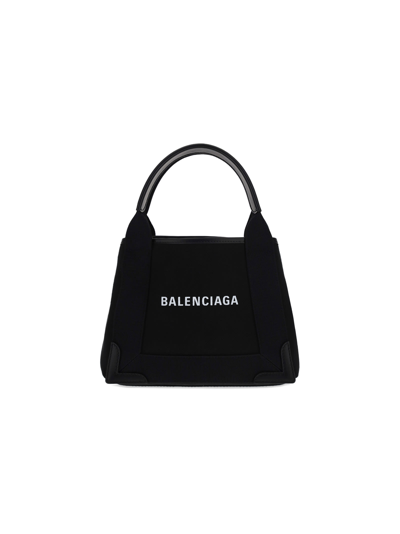 Balenciaga Navy Cabas Xs Handbag In Black