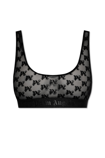 Palm Angels Bra With Logo In Nero