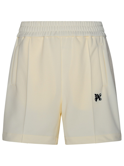 PALM ANGELS TRACK BERMUDA SHORTS IN IVORY POLYESTER
