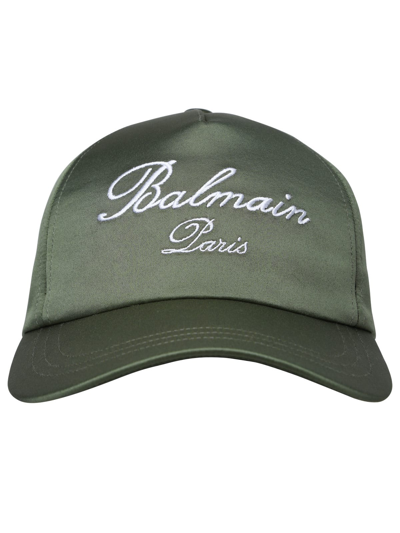 Balmain Green Polyester Hat In Verde