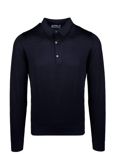 John Smedley Bradwell Long-sleeve Polo Shirt In Blue