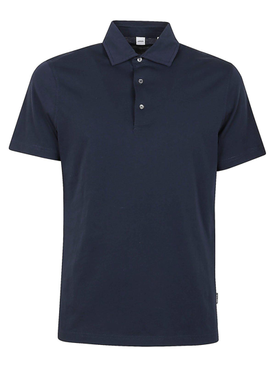 Aspesi Buttoned Short-sleeved Polo Shirt In Blu Navy