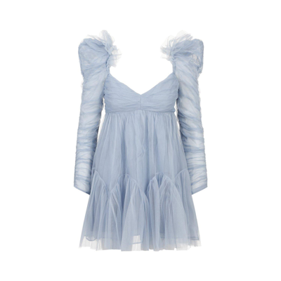 Zimmermann Tulle Mini Dress In Clear Blue