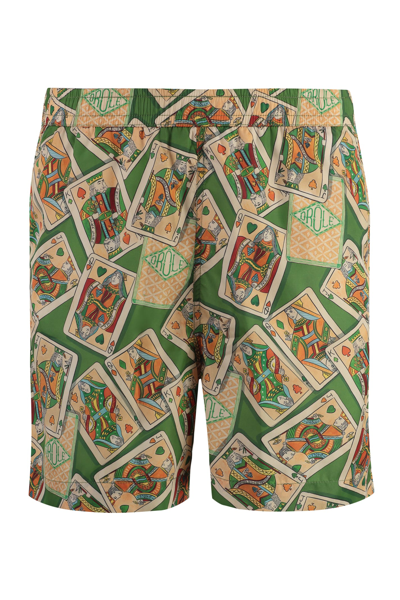 Drôle De Monsieur Plage Jeu De Cartes Swim Shorts In Green