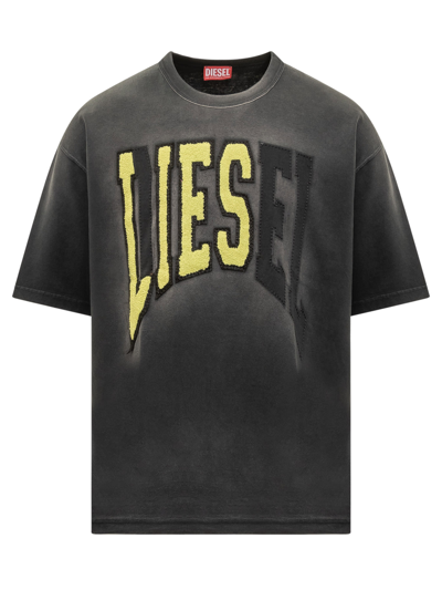 Diesel T-shirt With Shaded Effect And Logo In Xx Black