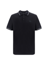 Moncler Short-sleeved Polo With Embroidered Logo In Black