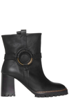 SEE BY CHLOÉ HIGH BLOCK HEEL ANKLE BOOTS