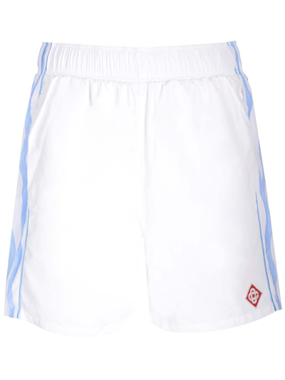 Casablanca Striped Mid-rise Track Shorts In White