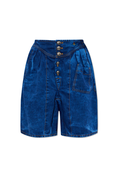Vivienne Westwood Blue Bleached Shorts In Ss24-k309