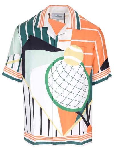 Casablanca Court Abstrait Silk Shirt In White