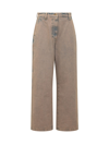 Palm Angels Overdyed Logo-embroidered Wide-leg Jeans In Brown