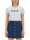 Apc A.p.c. T-shirt With Logo In Skyblu