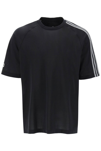 Y-3 Y 3 3 Stripes Crew Neck T Shirt In Black