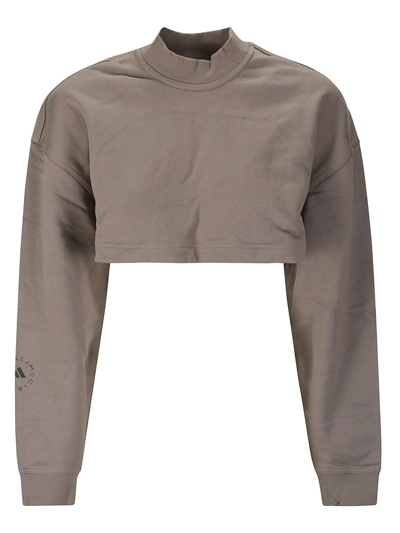 Adidas By Stella Mccartney Truecasuals Cut Out Detailed Cropped Sweatshirt In Grey